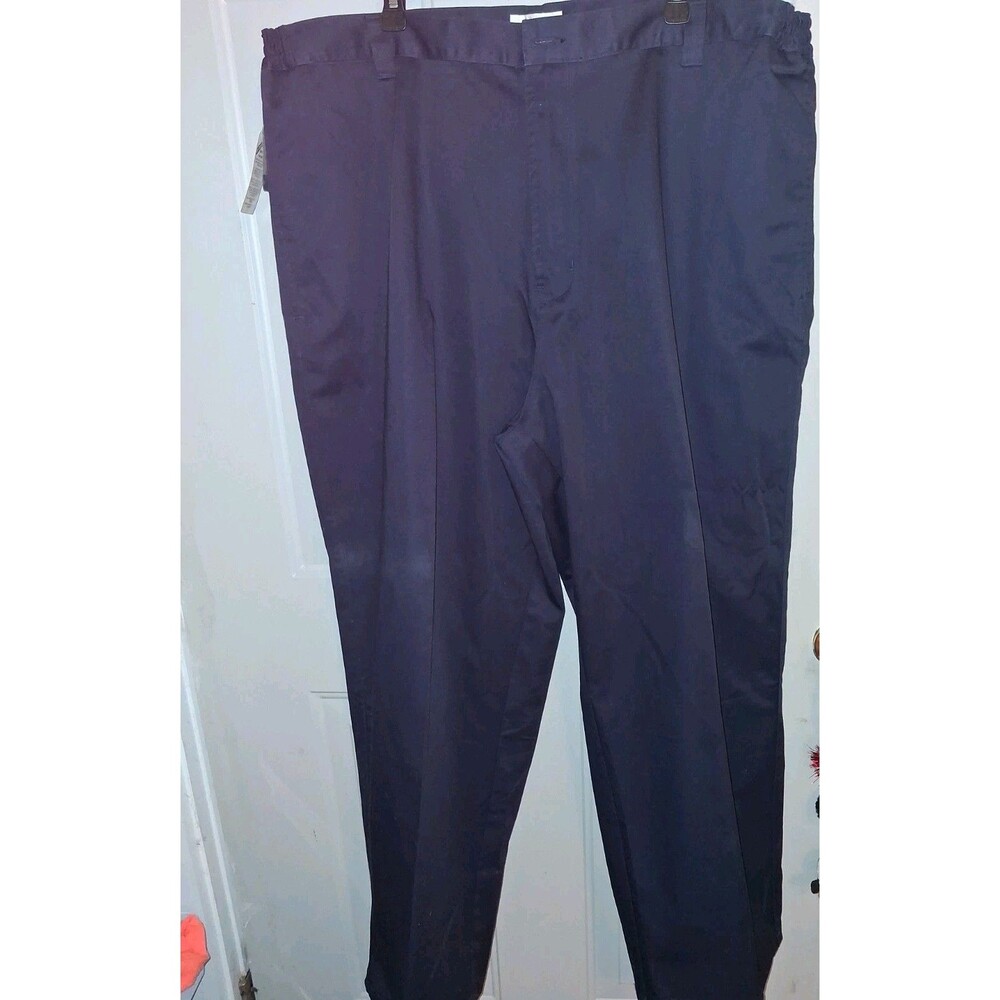King Size Mens Pants 46/40 Navy Blue Cotton Casual Dress Pants Big &Tall NWT